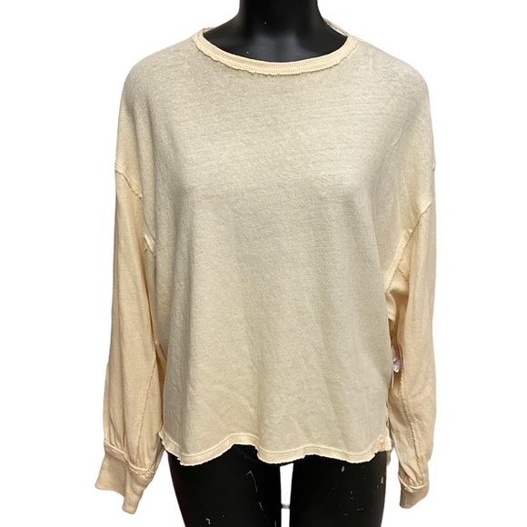 NEW We The Free Warm Sand Cotton Oversized Pullover Top Size Small - Picture 1 of 6